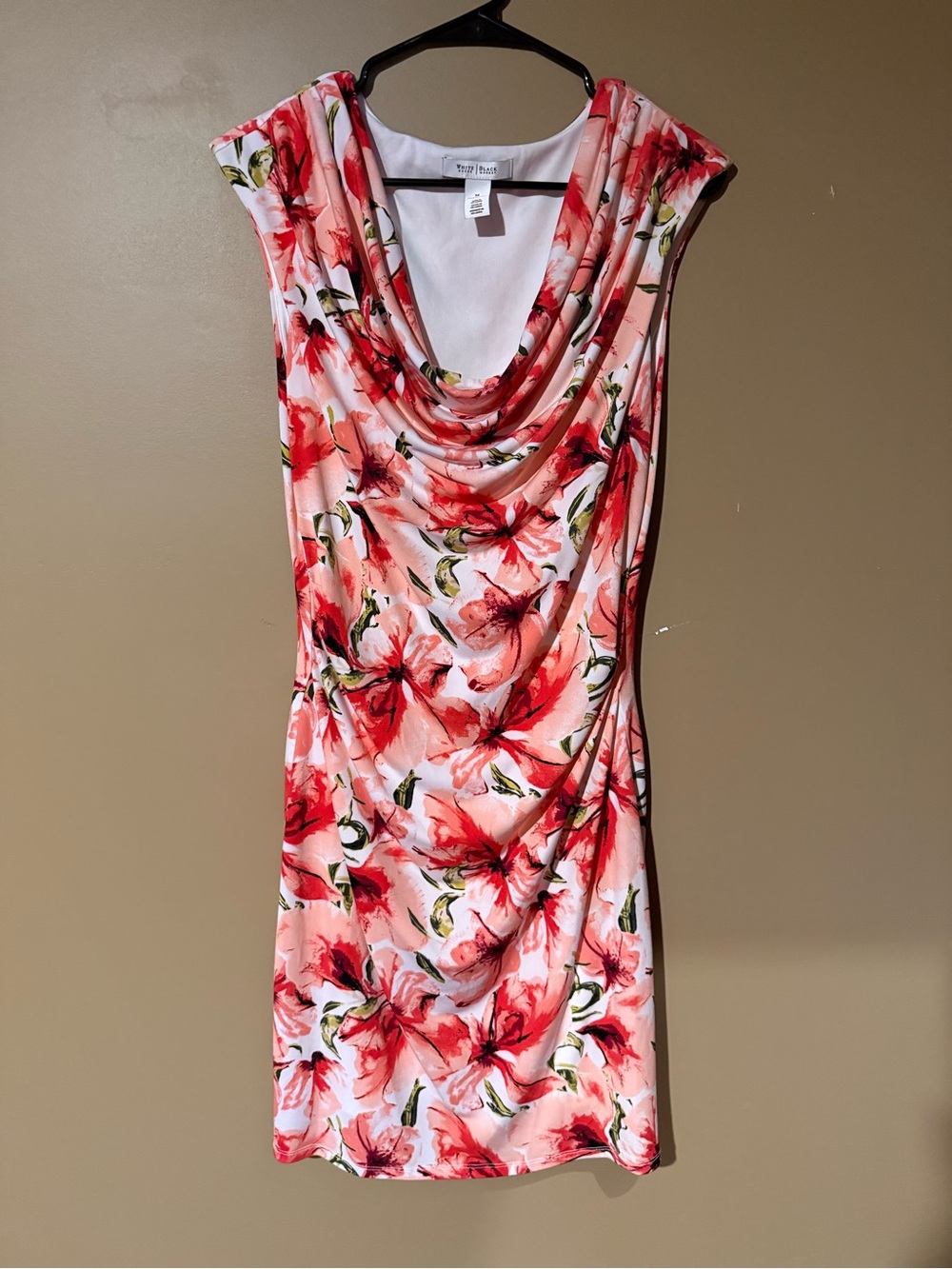 White House Black Market Cowl Neck Floral MIDI Dress